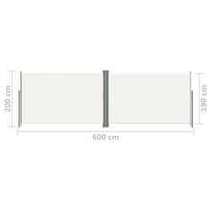 Vidaxl Uvlačiva bočna tenda krem 200 x 600 cm