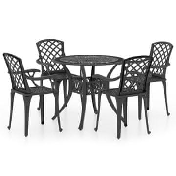 Vidaxl 5-dijelni bistro set od lijevanog aluminija crni