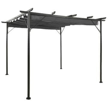 Vidaxl Pergola s pomičnim krovom antracit 3 x 3 m čelična 180 g/m²