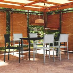 Vidaxl 7-dijelni vrtni blagovaonski set crno-bijeli