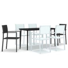 Vidaxl 7-dijelni vrtni blagovaonski set crno-bijeli