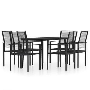 Vidaxl 7-dijelni vrtni blagovaonski set crni