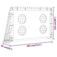 Vidaxl Nogometni gol za trening, čelik, 184x61x122 cm