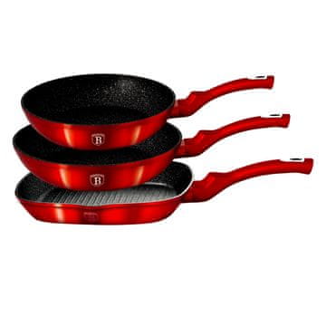 Set od 3 tave s granitnim premazom 20/24/28 cm Metallic Line Bordo BH-1289-N