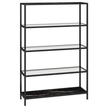 Vidaxl Polica crni mramor i prozirna 100 x 36 x 168 cm kaljeno staklo