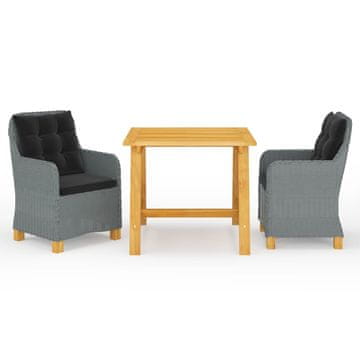 Vidaxl 3-dijelni vrtni blagovaonski set svjetlosivi