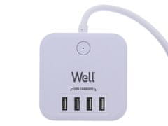 Well zaštita od prenapona EXTS-3S3M-USB4-WL, 3x utičnica 230V + 4x USB, 16A, 3680W, 3m