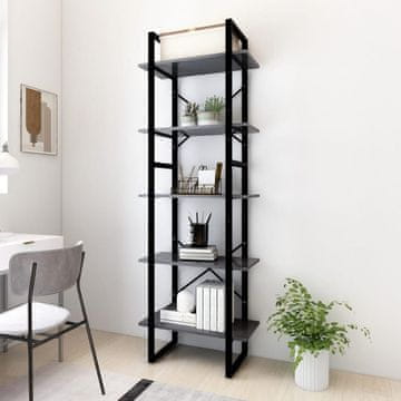 Vidaxl Polica za knjige s 5 razina, siva, 60 x 30 x 175 cm