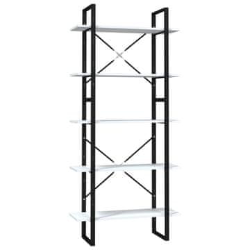 Vidaxl Ormarić za knjige s 5 razina bijeli 80 x 30 x 175 cm drveni