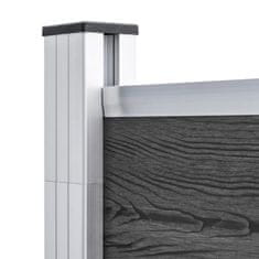 Vidaxl Set panela za ogradu WPC 1391 x 186 cm crni