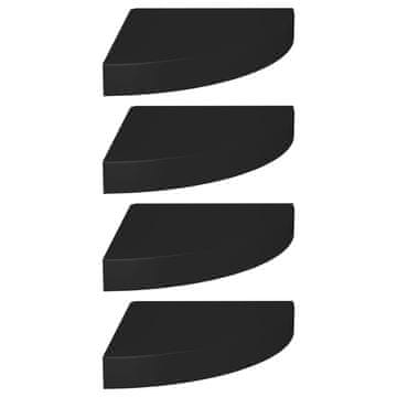 Vidaxl Plutajuće kutne police 4 kom crne 25 x 25 x 3,8 cm MDF