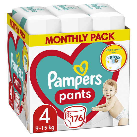 Pampers pelene gaćice Pants 4 (9-15 kg) 176 komada - Mjesečno pakiranje