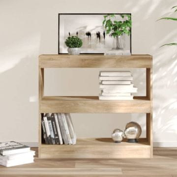 Vidaxl Polica za knjige/Pregrada, Sonoma hrast, 80x30x72 cm
