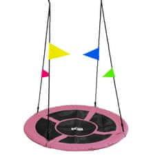 Aga Viseća ljuljačka krug 120 cm Ružičasta s zastavicama