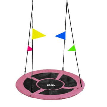 Aga Viseća ljuljačka krug 120 cm Ružičasta s zastavicama