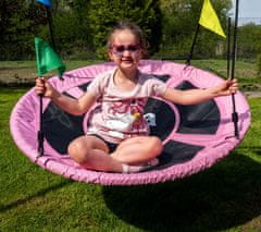 Aga Viseća ljuljačka krug 120 cm Ružičasta s zastavicama