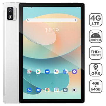 Blackview TAB 12 tablet, 10.1, 4G-LTE, 4GB in 64GB, FHD Plus 1920x1200px IPS, Android 11, GPS, Octa-core, uključena maska, srebrna