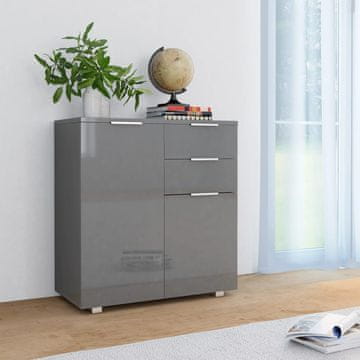 Vidaxl Komoda s ladicama visokog sjaja sive boje 71 x 35 x 76 cm iverica