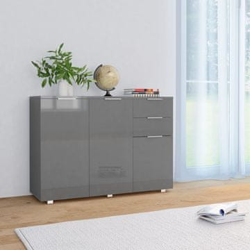 Vidaxl Komoda s ladicama visokog sjaja sive boje 107x35x80,5 cm