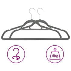 Vidaxl 100-dijelni set vješalica za odjeću protuklizni sivi baršunasti