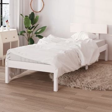 Vidaxl Okvir za krevet Bijeli Masivni borov drvo 90x190 cm Jednokrevetni
