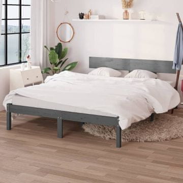 Vidaxl Okvir za krevet sivi, masivno drvo 120x190 cm, bračni