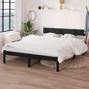 Vidaxl Okvir za krevet crni masivni borov drvo 150x200 cm