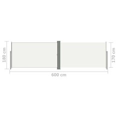 Vidaxl Uvlačiva bočna tenda krem 180 x 600 cm