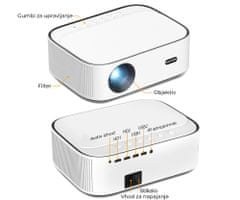 K45 LED projektor, Full HD, Android, WiFi, Bluetooth, 1 GB + 16 GB, bijeli