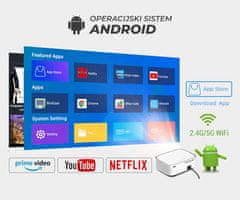 Byintek K45 LED projektor, Full HD, Android, WiFi, Bluetooth, 1 GB + 16 GB, bijeli