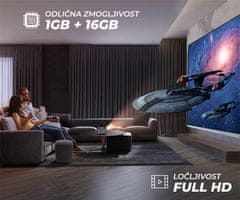 Byintek K45 LED projektor, Full HD, Android, WiFi, Bluetooth, 1 GB + 16 GB, bijeli