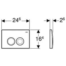 Geberit tipka Delta 25 2K, 115.125.46.5, mat krom