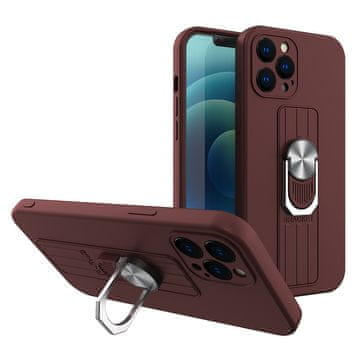 HURTEL Hurtel Ring Case silikonska maska s stalkom na prsten za iPhone 12 Pro Max, smeđa