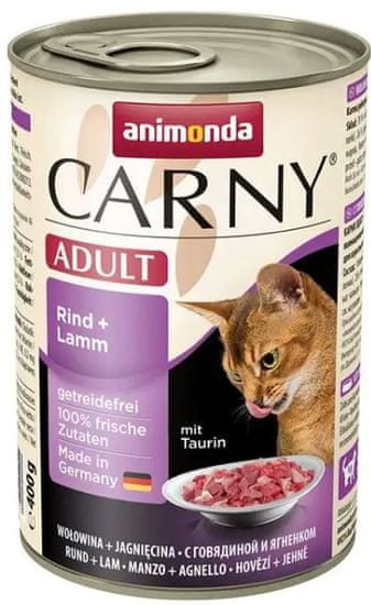 Animonda mokra hrana za odrasle mačke Carny, govedina + janjetina, 6 x 400 g