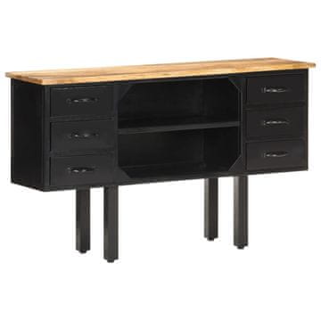 Vidaxl Komoda s ladicama 110x30x65 cm Masivno, neobrađeno drvo manga i čelik