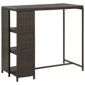 Vidaxl Barski stol s policom smeđi 120x60x110 cm poli ratan
