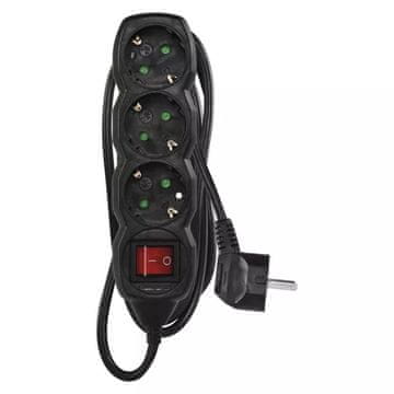 EMOS produžni kabel 3 S, 1.5 m, Schuko, prekidač, crni