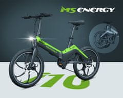 MS ENERGY i10 električni bicikl, sklopivi, 250 W motor, 6 Shimano zupčanika, crno-zeleni