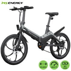 MS ENERGY i10 električni bicikl, sklopivi, 250 W motor, 6 Shimano zupčanika, crno sivi