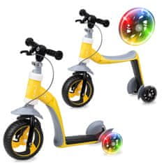 MoMi ELIOS 2u1 bicikl bez pedala i romobil, žuti