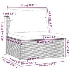 Vidaxl 6-dijelna vrtna garnitura od poliratana s jastucima smeđa
