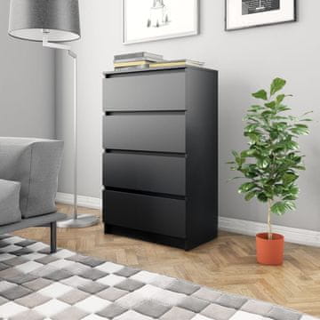 Vidaxl Komoda s ladicama, crna, 60x35x98,5 cm, materijal na bazi drva