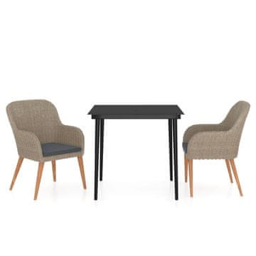 Vidaxl 3-dijelni vrtni blagovaonski set s jastucima smeđi