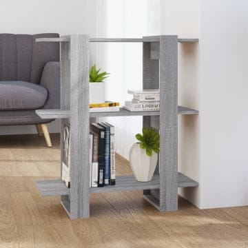 Vidaxl Polica za knjige/Pregrada, siva sonoma hrast, 80x30x87 cm