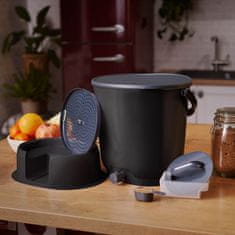 Skaza Bokashi Organko Essential kompostnik (15.3 L) + Base + posip 1 kg, črn