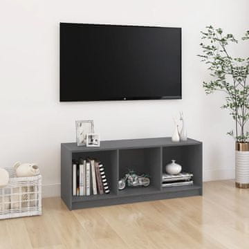 Vidaxl TV stalak sivi 104x33x41 cm masivni borov drvo