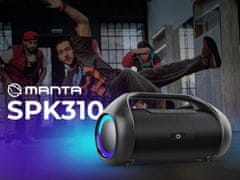 Manta Boombox SPK310 zvučnik, Bluetooth 5.0, 90 W RMS, RGB LED, IPX5, crna