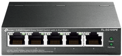 TP-Link TL-SG105PE mrežni prekidač, 5 ulaza, PoE, gigabitni, crni