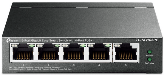 TP-Link TL-SG105PE mrežni prekidač, 5 ulaza, PoE, gigabitni, crni