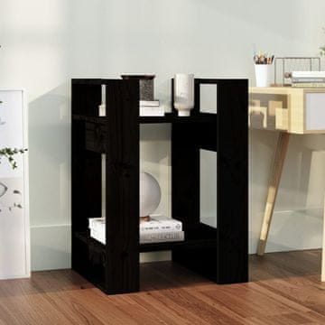 Vidaxl Polica za knjige/Pregrada Crna 41x35x57 cm Bor